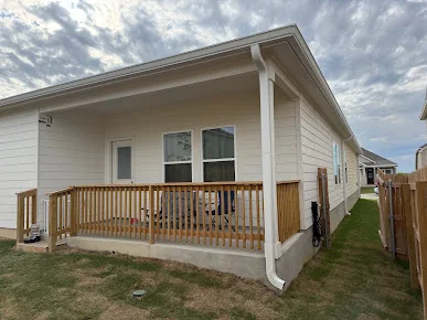 Gutters above a covered wooden deck